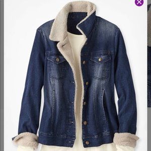 NWT -Coldwater Creek - Dark Denim Jacket - w/Faux Fur trim